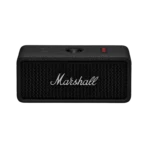 Marshall Emberton III Portable Bluetooth Speaker MARSHALL SIGNATURE SOUND: Features Marshall signature sound with Dynamic Loudness that adjusts the tonal balance of the audio to ensure your music sounds brilliant at every volume. TRUE STEREOPHONIC: A unique form of multi-directional sound from Marshall. Experience superior spatial and binaural sound that flows around you and fills any space. 32+ HOURS OF PORTABLE PLAYTIME: Offers 32+ hours of portable playtime on a single charge, so you can keep listening all day and into the next. DUST AND WATERPROOF: With an IP67 dust and waterproof rating you can submerge it in 1 m (3 ft) of water for up to 30 minutes. BUILT-IN MICROPHONE: Comes with a built-in microphone, so that you can take calls completely hands-free. Details Emberton III's rugged design means you can throw it in the back seat of your car, take it on a cross-country ride, or hit the beach, completely stress free. While you’re busy living life to the fullest, you’ll also experience absolute 360° sound. Fastening strap not included. Designed and engineered in Sweden. Made in China. Features Tech Specs - Icon - Marshall Signature Sound Marshall signature sound: Perfectly balanced audio at every volume. Tech Specs - Icon - True Stereophonic True Stereophonic (360° sound): Superior spatial and binaural sound that flows around you. Tech Specs - Icon - Playtime (30+ hours) 32+ hours of portable playtime: Reliable playtime on a single charge. Tech Specs - Icon - Dust & waterproof (IP67) Dust and waterproof: IP67 rating allows it to be submerged in water for up to 30 minutes.* *at a depth of 1m (3ft) Tech Specs - Icon - Built-in microphone Built-in microphone: Simple hands-free talking. Tech Specs - Icon - Bluetooth LE Bluetooth LE Audio-Ready: Future-proofed for the latest connectivity possibilities. AUDIO SPECIFICATION Driver Type Dynamic Frequency range 65-20,000 Hz Drivers 2” 10 W full range 2 passive radiators Stereo/mono Stereo Maximum sound pressure level 90 dB SPL @ 1 m Cabinet principle Sealed with passive radiator POWER AMPLIFIERS 2X38 W Class D amplifier Close-up of two stacked black Marshall Emberton III portable speakers with the brass Marshall logo in the middle. CONTROLS AND CONNECTIVITY Wireless connectivity Bluetooth 5.3 LE Bluetooth range Up to 100 m in free field Top panel controls Multi-directional control jog On/Off button Bluetooth pairing button Battery indication PHYSICAL UNIT Weight 0.67 kg / 1.5 lb Width 160mm / 6.3" Height 68mm / 2.7" Depth 76.9 mm / 3" Water Resistance IP67* * with an IP67 dust and waterproof rating you can submerge it in 1 m (3 ft) of water for a period of up to 30 minutes. Colorways Black and Brass Cream Sage Midnight Blue Black and Silver Vintage Black Country of origin Designed and engineered in Sweden. Made in China. A black Marshall Emberton III portable speaker with a brass letter logo is centered against a plain dark background. A black Marshall Emberton III portable speaker with a textured surface and a brass control knob on top, set against a plain dark background. A black Marshall Emberton III portable speaker with a brass control knob, on a dark gray background. Battery Play time 32+ hours Quick Charging 20 minutes charge gives 6 hours of playtime Charging time 2 hours