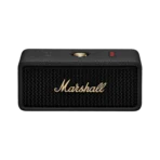 Marshall Emberton III Portable Bluetooth Speaker MARSHALL SIGNATURE SOUND: Features Marshall signature sound with Dynamic Loudness that adjusts the tonal balance of the audio to ensure your music sounds brilliant at every volume. TRUE STEREOPHONIC: A unique form of multi-directional sound from Marshall. Experience superior spatial and binaural sound that flows around you and fills any space. 32+ HOURS OF PORTABLE PLAYTIME: Offers 32+ hours of portable playtime on a single charge, so you can keep listening all day and into the next. DUST AND WATERPROOF: With an IP67 dust and waterproof rating you can submerge it in 1 m (3 ft) of water for up to 30 minutes. BUILT-IN MICROPHONE: Comes with a built-in microphone, so that you can take calls completely hands-free. Details Emberton III's rugged design means you can throw it in the back seat of your car, take it on a cross-country ride, or hit the beach, completely stress free. While you’re busy living life to the fullest, you’ll also experience absolute 360° sound. Fastening strap not included. Designed and engineered in Sweden. Made in China. Features Tech Specs - Icon - Marshall Signature Sound Marshall signature sound: Perfectly balanced audio at every volume. Tech Specs - Icon - True Stereophonic True Stereophonic (360° sound): Superior spatial and binaural sound that flows around you. Tech Specs - Icon - Playtime (30+ hours) 32+ hours of portable playtime: Reliable playtime on a single charge. Tech Specs - Icon - Dust & waterproof (IP67) Dust and waterproof: IP67 rating allows it to be submerged in water for up to 30 minutes.* *at a depth of 1m (3ft) Tech Specs - Icon - Built-in microphone Built-in microphone: Simple hands-free talking. Tech Specs - Icon - Bluetooth LE Bluetooth LE Audio-Ready: Future-proofed for the latest connectivity possibilities. AUDIO SPECIFICATION Driver Type Dynamic Frequency range 65-20,000 Hz Drivers 2” 10 W full range 2 passive radiators Stereo/mono Stereo Maximum sound pressure level 90 dB SPL @ 1 m Cabinet principle Sealed with passive radiator POWER AMPLIFIERS 2X38 W Class D amplifier Close-up of two stacked black Marshall Emberton III portable speakers with the brass Marshall logo in the middle. CONTROLS AND CONNECTIVITY Wireless connectivity Bluetooth 5.3 LE Bluetooth range Up to 100 m in free field Top panel controls Multi-directional control jog On/Off button Bluetooth pairing button Battery indication PHYSICAL UNIT Weight 0.67 kg / 1.5 lb Width 160mm / 6.3" Height 68mm / 2.7" Depth 76.9 mm / 3" Water Resistance IP67* * with an IP67 dust and waterproof rating you can submerge it in 1 m (3 ft) of water for a period of up to 30 minutes. Colorways Black and Brass Cream Sage Midnight Blue Black and Silver Vintage Black Country of origin Designed and engineered in Sweden. Made in China. A black Marshall Emberton III portable speaker with a brass letter logo is centered against a plain dark background. A black Marshall Emberton III portable speaker with a textured surface and a brass control knob on top, set against a plain dark background. A black Marshall Emberton III portable speaker with a brass control knob, on a dark gray background. Battery Play time 32+ hours Quick Charging 20 minutes charge gives 6 hours of playtime Charging time 2 hours