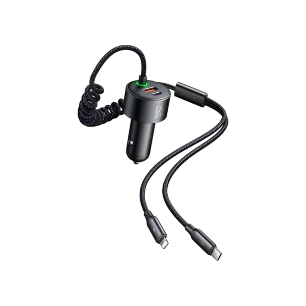 Mcdodo CC-0370 120W Retractable Car Charger with USB-C & Lightning Cables