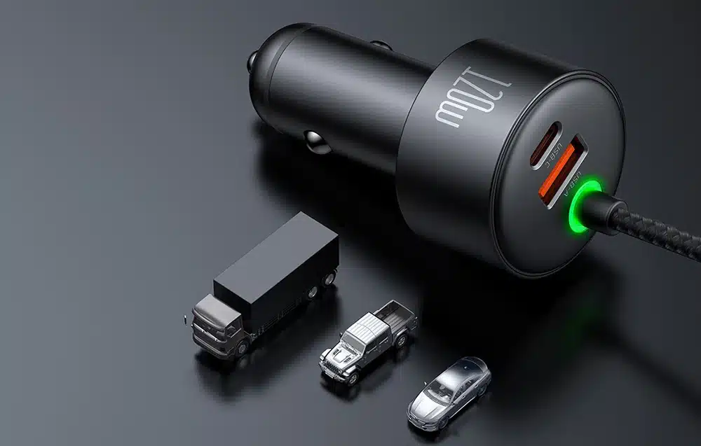 Mcdodo CC 0370 120W Retractable Car Charger with USB C Lightning Cables 6