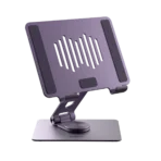 Momax KH8 Fold Stand Rotating Tablet Stand Compatible with 10.5 to 12.9-inch tablets 360 degrees rotatable swivel base Adjustable height for more comfort Made with premium grade aluminum alloy Carry weight (Up to 1000g) Designed for 10.5 to 12.9-inch Tablet, it comes with a 360° swivel base, suitable for multi-angle display, video calls or online learning, improving productivity in all aspects. The loading capacity reaches 1000g, which perfectly holds 12.9” tablet computers2-fold design, folded like an iPad Mini/Kindle size, easy to carry and easy to store. Click rotating base enables finger to rotate the device and adjust position Comes with 9 pieces of non-slip silicone to eliminate the problem of moving/dumping when using the tablet. Aviation-grade aluminum alloy panel, cooling and cooling the back of the tablet, which can be used to assist the tablet for a long time. Ultra-stable structure, never shake when typing and drawing. Smart double hook design, compatible with most tablet devices , without obstructing the charging position, you can watch horizontal/vertical videos while charging. Dimensions: 178 x 130 x 26mm (folded) / 178 x 130 x 190mm (unfolded) Weight: 379g±10g Color: Space Gray SKU: KH8E, KH8U, KH8S