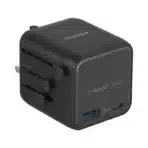 Momax UA29 1-World² 20W Universal 2-Port USB Travel Adapter Specifications: Rated input voltage range: 100-240V 50/60Hz Pin specifications: CN/TW/US; UK/EU/AU USB-C1 output: PD 20W USB-A1 output: 18W USB-C1 + A1 output: 5V 3A Safety certification: CE, FCC, RoHs Materials: Fire-resistant PC Dimensions: 50 x 55.5 x 54.3mm Weight: 105g SKU: UA29D, UA29W, UA29M GaN tech for efficient, powerful charging in a sleek design Compact design that fits seamlessly into any corner of your luggage Universal compatibility across 180+ countries Dual outputs with 1 x USB-C PD and 1 x USB-A to power multiple devices simultaneously Design patent pending, ensuring you charge with originality and style