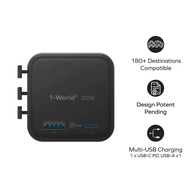 Momax UA29 1 World² 20W Universal 2 Port USB Travel Adapter 10