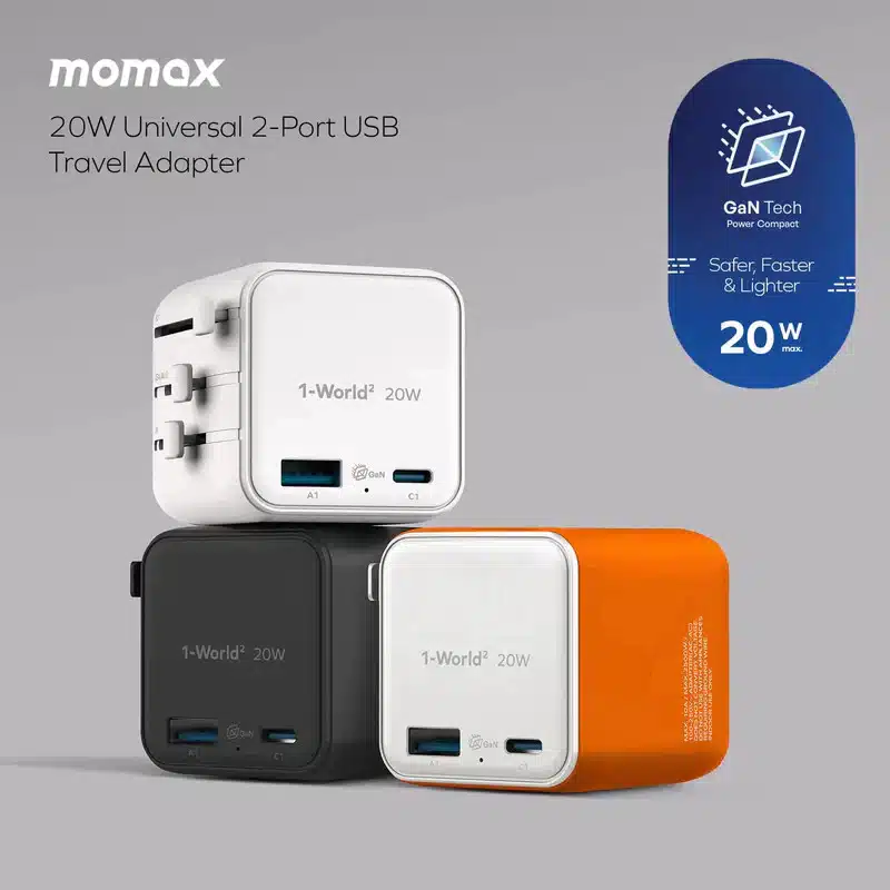 Momax UA29 1 World² 20W Universal 2 Port USB Travel Adapter 5