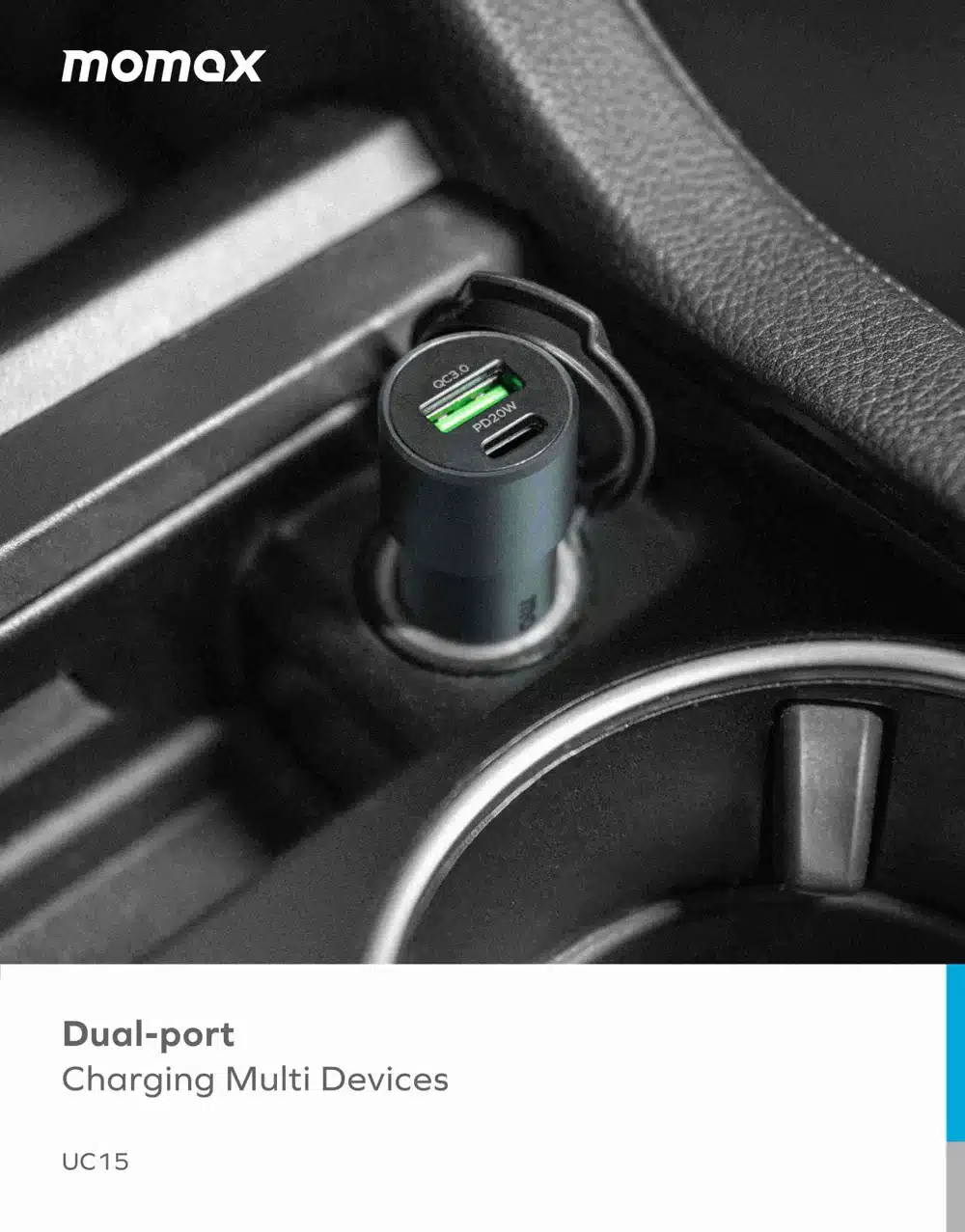 Momax UC15 38W Dual Port Car Charger 3