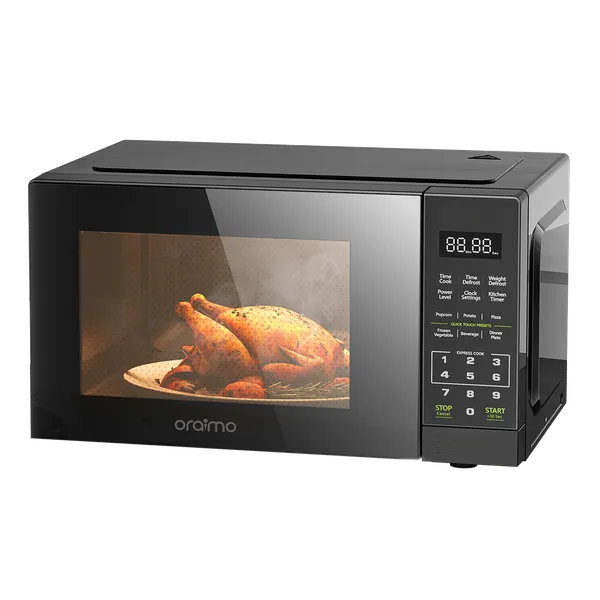 Oraimo InfiWave Lite 23L Energy-Saving Touchscreen Microwave Oven Product Parameter: Model: OMO-521A Material: ABS+Glass+Aluminized Steel Product Size: 462*333*265mm Rated Voltage: 220V-240V 50Hz/60Hz Rated input power :1150W Rated output power :700W Rated Capacity: 23L Useable volume:11.2L Noise: