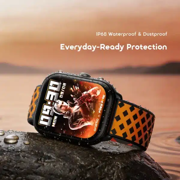 Oraimo Watch 6 HAYATO X Free Fire 2.01" HD Screen Smart Watch Product Parameters: Watch 6 Lite - OSW-809 (Smart Watch) Display Screen: 2.01 " TFT (240*296); Wireless Version: V5.3; Material: ABS/PC Battery Type: Lithium polymer; Battery Capacity: 300mAh; Charging Time: 3 hours Normal Usage Time: 7 days; Standby Time: 30 days; Watch Size:48.2*38.8*11.1mm Weight: 42g; Waterproof: IP68 *oraimo Lab test results Product Features: oraimo Smart Watch Watch 6 HAYATO OSW-809 01 2.01" HD Screen, Stunning Visual Display oraimo Smart Watch Watch 6 HAYATO OSW-809 02 features More Space, Better Control A larger 2.01'' HD Screen delivers crisp visuals and smooth touch response, making it easy to check messages, track workouts, or switch watch faces. Clear even in bright sunlight, it keeps your information visible wherever the day takes you. oraimo Smart Watch Watch 6 HAYATO OSW-809 03 2.01" HD Screen Power That Lasts The battery supports up to 30 days standby and about 7 days of regular use, keeping you connected on long trips or busy weeks without frequent charging. oraimo Smart Watch Watch 6 HAYATO OSW-809 04 30-Day Standby Keep in Touch Easily Make and receive calls directly on your watch, keeping you connected whether you're exercising, working, or on the go. oraimo Smart Watch Watch 6 HAYATO OSW-809 05 Wireless HD Calling Game On, Wear Your Style Level up your look with exclusive Free Fire collaboration watch faces, straps, crown and watch case. Designed for true gamers, these limited-edition accessories bring your favorite battle royale energy right to your wrist — bold, dynamic, and ready for action. oraimo Smart Watch Watch 6 HAYATO OSW-809 06 Free Fire Collaboration Design Health Insights, Anytime Stay on top of your health with continuous monitoring features, including heart rate, blood oxygen, pressure, sleep tracking, and more. From breathing training to water drinking and sedentary reminders, it supports your well-being throughout the day. oraimo Smart Watch Watch 6 HAYATO OSW-809 07 24-Hour Health Monitoring Move Freely, Train Smart Track over 100 sports—running, cycling, yoga, strength training, and more. Whether at the gym, on the field, or at home, Watch 6 HAYATO helps you push boundaries and meet your fitness goals. oraimo Smart Watch Watch 6 HAYATO OSW-809 08 100+ Sports Modes Everyday-Ready Protection With IP68-rated water and dust resistance, it's protected against splashes, rain, and everyday dust. Whether washing hands or caught in a downpour, Watch 6 HAYATO is built to handle daily life with ease. oraimo Smart Watch Watch 6 HAYATO OSW-809 09 IP68 Waterproof & Dustproof Face It Your Way Create unique watch faces with AI that suit your style, mood, or favorite themes. Whether you prefer a sleek professional look for work or bold, vibrant designs for weekends, your watch will always showcase the real you. oraimo Smart Watch Watch 6 HAYATO OSW-809 10 AI-Generated Watch Faces Easy, Fun, Stylish Enjoy a colorful and intuitive UI design that makes interacting with all functions smooth and engaging throughout the day.