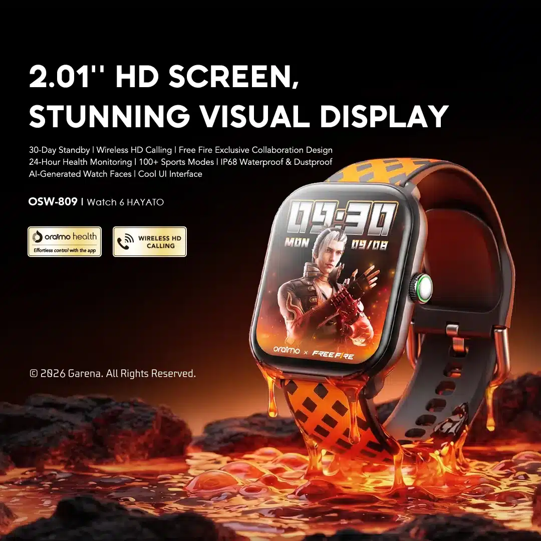 Oraimo Watch 6 HAYATO X Free Fire 2.01 HD Screen Smart Watch 6