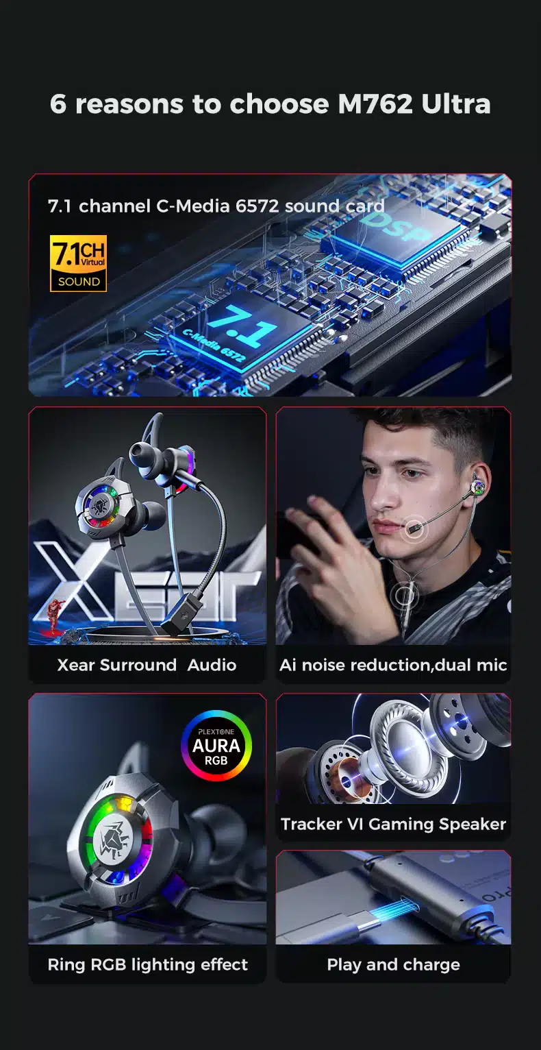 Plextone M762 Ultra 7.1 Channel Dual Mic Headset 3