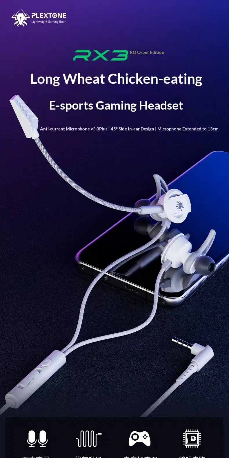 Plextone RX3 Pro Cyberpunk Edition Stereo Wired Earphone 2