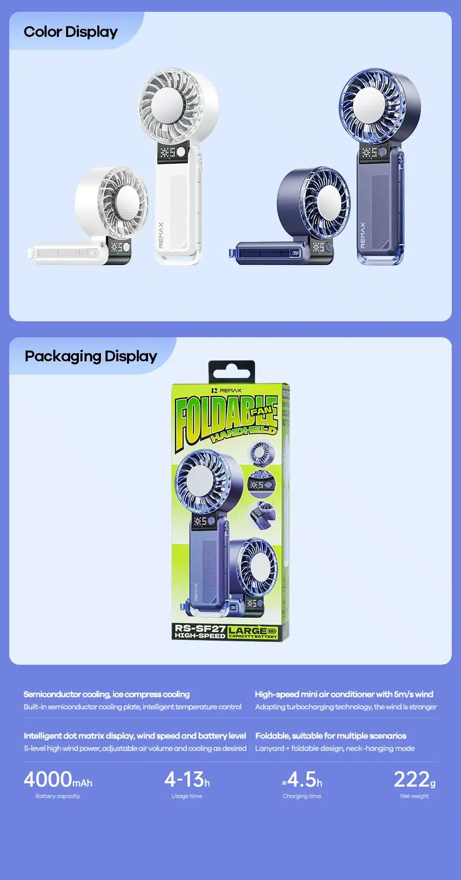 REMAX RS SF27 Foldable Handheld Fan 1