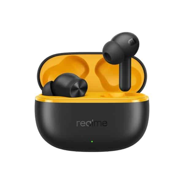 Realme Buds T200 Lite 12.4mm Dynamic Bass Driver 48 Hours Total Playback || 10mins Quick Charge for 5 Hrs Playback Low Latency IPX4 Water Resistance Dual Device Connection || Google Fast Pair Specs Product Name: realme Buds T200 Lite Color: Volt Blacle/ Storm Grey Charging Interface Type: Type-C Audio Codecs: 5BC/AAC Bluetooth Version: 5.4 Connection Range: $10m Sound Driver Size: 12.4mm Dynamic Bass Driver Dust & Water Resistance Rating: IPX4 Noise Cancelling Features: Dual-mic Al Deep Call Noise Cancellation Wired Charging Time: Type-C Wired Charging-to-full Time: 120 Minutes for a Full Charge (charging case earbuds) Battery Life: 7 Hours (Earbuds, 50% Volume, AAC Audio) 48 Hours (Earbuds + Charging Case, 50% Volume, AAC Audio) For the Charging Case to charge the Earbuds to Full: 120 Minutes for a Full Charge