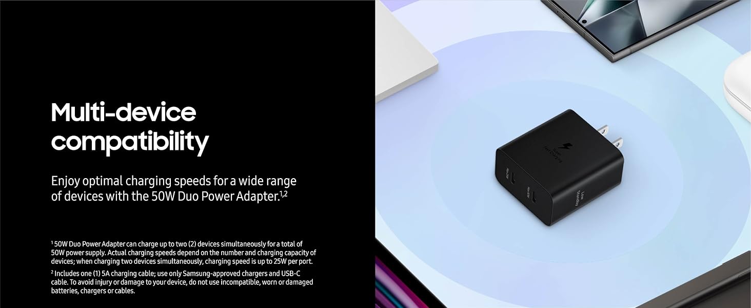 Samsung 50W Power Adapter Duo with USB C Cable 1