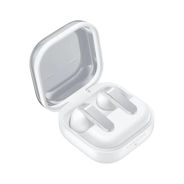 Samsung Galaxy Buds 4 Sound that fits your life. Experience sound as it was intended to be heard. Buy now Galaxy Buds4 with the left and right earbud slightly tilted diagonally. Hear the highlights Play automatic slide showPrevious Experience sound as it was intended with 24-bit Hi-Res Audio¹ A single Galaxy Buds4 earbud in an exploded view, showing the separate parts of the earbud, including the woofer. Clear HD Voice phone calling in loud environments¹ Two Galaxy smartphones are on each side with a pair of white, Galaxy Buds4 in the middle. Between the earbuds is a phone call icon. The smartphone on the left shows the call screen with the name 'Ava' and the smartphone on the right shows the call screen with the name 'Sam'. In the background are multiple waves showcasing the Super Clear Call feature available on Galaxy Buds4. New open-type fit for lasting comfort White Galaxy Buds4 earbuds in close-up, showcasing the real metal blades in different angles. Scene changes and a person is wearing Galaxy Buds4 in White, facing the right. Hands-free AI assistance and language translation with Galaxy S26 Series¹,² A rearview shot of a person wearing Galaxy Buds4 in White. Bixby icon indicates the AI agent is being used to provide instant answers. Adaptive Active Noise Cancellation adapts intelligently to your surroundings¹ A single Galaxy Buds4 earbud in White. Stream of lines flow into the earbud from the left. On the right are multiple dots that are entirely separated from the stream of lines, indicating the Active Noise Canceling feature. play Experience sound as it was intended with 24-bit Hi-Res Audio¹Clear HD Voice phone calling in loud environments¹New open-type fit for lasting comfortHands-free AI assistance and language translation with Galaxy S26 Series¹,²Adaptive Active Noise Cancellation adapts intelligently to your surroundings¹ Sound with exceptional detail and clarity Components of Galaxy Buds4, including the woofer, appear in turn. The components assemble into an earbud. The completed earbud twists and is placed next to the left earbud.Components of Galaxy Buds4, including the woofer, appear in turn. The components assemble into an earbud. The completed earbud twists and is placed next to the left earbud. Powerful speakers, from highs to lows Deep but controlled bass. High but clear treble. Enjoy beautifully balanced audio from 11 mm speakers with a high dynamic range. A single Galaxy Buds4 earbud in an exploded view, showing the separate parts of the earbud, including the woofer. HI-RES AUDIO Hear sound at its original best Hear the full richness of music and movies with Hi-Res Audio. Designed with a 24-bit hi-fi codec, Galaxy Buds4 maintain the integrity of your audio over Bluetooth. From small reverbs to subtle textures, catch new details in your old favorites.¹ Galaxy smartphone with the 'Advanced quality options' screen open. On the screen, 'Ultra high quality (UHQ) audio' is turned on and the 'Super wide band speech' is turned off. In front of the screen is a pair of white, Galaxy Buds4. EQUALIZER The right mix of magic Customize bass, treble and tone with the 9-Band Equalizer to match your playing preference. Galaxy Buds4 also optimize sound to your ear shape, ensuring a consistent listening experience. A Galaxy smartphone with the 'Equalizer' settings on, with the screen showing multiple toggles in between a pair of white, Galaxy Buds4. HD VOICE Crazy-clear calls Galaxy Buds4 and Galaxy S26 Series work together to deliver crisp and clear conversations through super wideband calling and six voice-isolating microphones. Two Galaxy smartphones are on each side with a pair of white, Galaxy Buds4 in the middle. Between the earbuds is a phone call icon. The smartphone on the left shows the call screen with the name 'Ava' and the smartphone on the right shows the call screen with the name 'Sam'. In the background are multiple waves showcasing the Super Clear Call feature available on Galaxy Buds4. 360 AUDIO Head-turning immersion Listen like you're in a grand concert hall or the center of an action movie with immersive 360 Audio that adjusts to your head movement.¹ A man sitting on a couch as a collection of instruments appear in a circle around him. The instruments include a mic with a mic stand, a drum set, trumpet, cello, violin, electric guitar and grand piano. The instruments are shown in a outline, showing the 360 Audio system available on Galaxy Buds4. A woman with a single, white Galaxy Buds4 earbud in her ear. Dive in without distraction A single Galaxy Buds4 earbud in White. Stream of lines flow into the earbud from the left. On the right are multiple dots that are entirely separated from the stream of lines, indicating the Active Noise Canceling feature. Stay immersed and block out background noise wherever you go. Adaptive Active Noise Cancellation keeps the audio you love front and center.¹ Listen without missing out A woman with a single, white Galaxy Buds4 earbud in her ear looking towards the right in front of a building. Adaptive Noise Control automatically adjusts to Ambient mode when it detects important sounds in your environment. A pair of Galaxy Buds4 in White surround two Galaxy smartphones. One of the smartphones has the back facing forward. The other smartphone displays a person wearing Galaxy Buds4 in White. EASY PAIR Pairing in a snap Simply snap open the case and you're all set. Galaxy Buds4 easily pair with your compatible Galaxy smartphone and Tab.³ A Galaxy smartphone with the Easy Pairing pop-up onscreen, showing how simple it is to connect to Galaxy Buds4. On the right side of Galaxy smartphone is Galaxy Buds4, docked in the Charging Case with the lid open. ONE UI 8.5 Easy access to essentials Easily access audio settings, adjust ANC and saved sound presets for each app from the Quick Panel on One UI 8.5. A Galaxy smartphone with the Quick Panel open, focusing on the new One UI 8.5. Bluetooth, volume, noise canceling features are highlighted. SEAMLESS SWITCHING Switch sounds between devices Start playing music on one device then answer a call on the other. Galaxy Buds4 automatically switch audio between multiple devices for a seamless listening experience.⁴ A pair of white, Galaxy Buds4 with a Galaxy Tab in the middle, indicating the Buds are being used to watch the content. Galaxy smartphone appears, displaying the caller name 'Ava.' Galaxy Buds4 and the smartphone are paired via Bluetooth for the phone call. The smartphone disappears and Galaxy Tab is in the middle again, indicating the Auto Switch feature. A pair of white, Galaxy Buds4 with a Galaxy Tab in the middle, indicating the Buds are being used to watch the content. Galaxy smartphone appears, displaying the caller name 'Ava.' Galaxy Buds4 and the smartphone are paired via Bluetooth for the phone call. The smartphone disappears and Galaxy Tab is in the middle again, indicating the Auto Switch feature. Star-shaped icons in different sizes. Zoomed in view of stars from Galaxy AI logo. The stars find their place as text Galaxy AI appears. Complete view of Galaxy AI logo.Star-shaped icons in different sizes. Zoomed in view of stars from Galaxy AI logo. The stars find their place as text Galaxy AI appears. Complete view of Galaxy AI logo. AI Assistance Live Translate Head Gestures Ask and AI will answer Simply ask a question and Galaxy Buds4 work with your Galaxy S26 Series to knock out your task. From taking notes to setting reminders, your Buds4 are at the ready. Just say the command.² A rearview shot of a person wearing Galaxy Buds4 in White. Bixby icon indicates the AI agent is being used to provide instant answers. Supercharge style and comfort White Galaxy Buds4 earbuds in close-up, showcasing the real metal blades in different angles. Scene changes and a person is wearing Galaxy Buds4 in White, facing the right. Buds have a bold new look The new blade design supercharges your style with a luxe metal look. On the left is a single, white Galaxy Buds4 with an emphasis on the real metal blade. On the top right is a pair of white, Galaxy Buds4 docked in the Charging Case with the lid open. On the bottom right is a close-up shot of a single, white Galaxy Buds4 earbud. White On the left is a single, black Galaxy Buds4 with an emphasis on the real metal blade. On the top right is a pair of black, Galaxy Buds4 docked in the Charging Case with the lid open. On the bottom right is a close-up shot of a single, black Galaxy Buds4 earbud. Black On the left is a single, white Galaxy Buds4 with an emphasis on the real metal blade. On the top right is a pair of white, Galaxy Buds4 docked in the Charging Case with the lid open. On the bottom right is a close-up shot of a single, white Galaxy Buds4 earbud. A case for craftsmanship Power up your Buds with a redesigned charging case featuring a new magnetic hold for easier docking. A pair of Galaxy Buds4 above the open Charging Case. The earbuds are placed inside and the Charging case spins clockwise, then the lid closes. The Charging Case is placed on a wireless charging pad which lights up as the battery indicator light on the case turns on. Tailored to fit your listening Reimagined for exquisite sound and enhanced comfort. Listen with a new fit that helps keep your Buds secure. The skeleton view of Galaxy Buds4 is in the center. As the ear shapes and wearing condition changes, Galaxy Buds4 is assembled. The earbuds fit into a person's ear, who is smiling and facing the left. Touch controls Answer calls, adjust volume and more with simple, intuitive gestures like a pinch and swipe. Speaker Amplifier Bluetooth Codec Bluetooth Version MIC Super Clear Call 360 Audio Active Noise Cancellation Adaptive Noise Control Adaptive EQ/Adaptive ANC Volume EQ Galaxy AI availability LE Audio Auracast Swipe Control Pinch Control Head Gesture Play time Galaxy Buds4. Speaker. 1-way Dynamic Driver. Amplifier. Single Amplifier. Bluetooth Codec. SSC-UHQ (24-bit / 96 kHz), SSC, AAC, SBC, LC3. Bluetooth version. 6.1. Mic. 6. Super Clear Call. Yes. 360 Audio. 360 Audio with Head Tracking. Active Noise Cancellation. Yes. Adaptive Noise Control. Yes. Adaptive EQ / Adaptive ANC. Yes. Volume EQ. Yes. Galaxy AI availability. Yes. LE Audio. Yes. Auracast. Yes. Swipe Control. Yes. Pinch Control. Yes. Head Gesture. Yes. Play time. Up to 6.0 / 30 hours (ANC Off). Up to 5.0 / 24 hours (ANC On). Galaxy Buds4 Speaker :1-way Dynamic Driver Amplifier :Single Amplifier Bluetooth Codec :SSC-UHQ (24-bit / 96 kHz), SSC, AAC, SBC, LC3 Bluetooth Version :6.1 MIC :6 Super Clear Call :Yes 360 Audio :360 Audio with Head Tracking Active Noise Cancellation :Yes Adaptive Noise Control :Yes Adaptive EQ/Adaptive ANC :Yes Volume EQ :Yes Galaxy AI availability :Yes LE Audio :Yes Auracast :Yes Swipe Control :Yes Pinch Control :Yes Head Gesture :Yes Play time :Up to 6.0/30hr (ANC Off) Up to 5.0/24hr (ANC On)