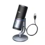 UGREEN CM769 (35629) Desktop Microphone Exceptional Sound Quality: UGREEN microphone supports up to 96KHz/24bit, and advanced DSP noise reduction algorithm combined with cardioid microphone for focused audio capture, delivering an immersive recording experience and crystal-clear vocals. Note: The distance from the Mic is within 3.3ft during audio input to ensure sound quality Dynamic RGB Lights: The microphone for pc has 7 RGB lighting modes, including a dynamic effect, 5 single colors, and a rainbow colors effect, adding a unique atmosphere to your recording environment. Whether you're streaming live or recording videos, these lighting effects create stunning visual effects that enhance the viewer's experience Convenient Control Design: Equipped with a function key to switch microphone /headphone/RGB lights modes, an gain control knob for volume/RGB effects, and a top mute button to manage audio quickly. You can quickly adjust volume, switch lighting effects, or one-touch mute Ideal for Streaming and Gaming: The computer microphone with a headphone jack has no latency when monitoring your audio, providing a better gaming experience or recording video creation. Plug and play, no driver is required. Note: The microphone doesn't support the speaker Wide Compatibility: This microphone is compatible with computers, PC, PS4/PS5, Swithc/iPhone 15/16(require a USB C to C data cable), Mac, Windows, iOS, and platforms like YouTube and Zoom. The standing desktop microphone is suitable for a home studio. Additionally, it features a standard 3/8 thread interface at the bottom for stand connection (stand not included), offering more usage options Brand UGREEN Model Name CM769 sku 35629 Connectivity Technology USB Connector Type 3.5 mm Jack, USB Type-C Special Feature 96KHz/24bit, Adjustable Gain Control Knob, Mute Function, RGB Lights, Volume Control Compatible Devices Gaming Console/PS5/Switch, Laptop, Mac Book Air, iPad Pro 2018/iPad Pro 2020/iPad air/iPad mini Series, iPhone 16 Series/Samsung/HuaweiGaming Console/PS5/Switch, Laptop, Mac Book Air, iPad Pro 2018/iPad Pro 2020/iPad air/iPad mini Series, iPhone 16 Series/Samsung/Huawei Color Black Included Components 1x 6.6FT USB A to C Cable, 1x Microphone Polar Pattern Unidirectional