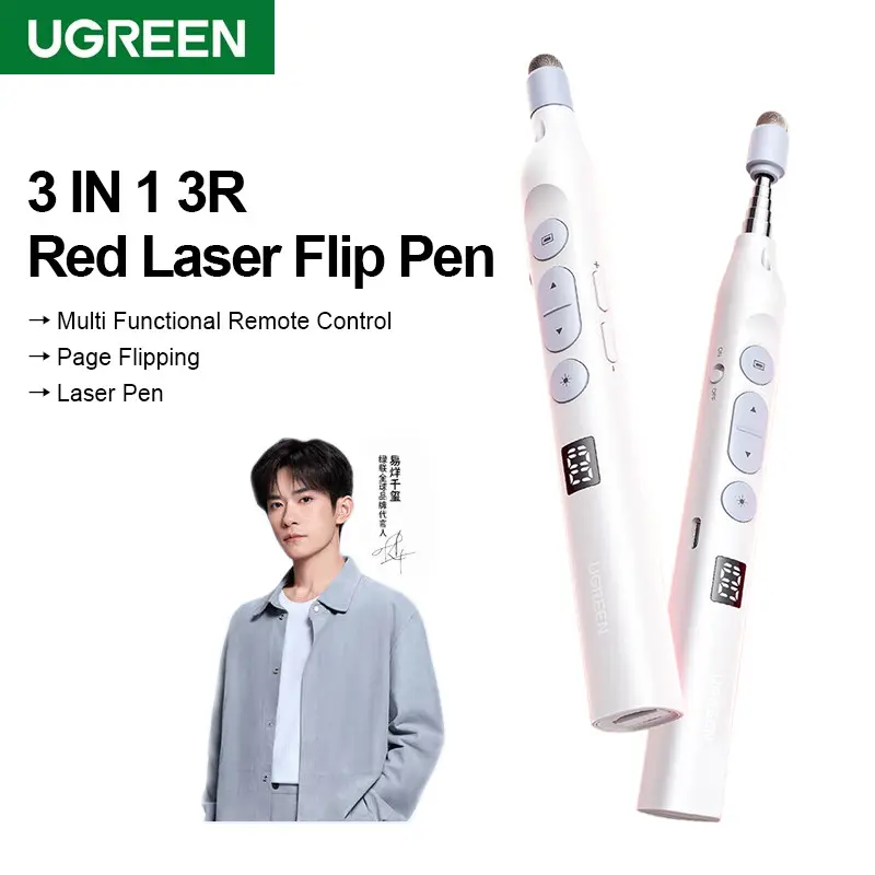 UGREEN LP834 45122 3 in 1 Telescopic Red Laser Flip Pen