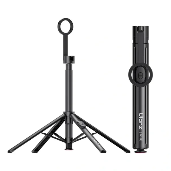Ulanzi SK-21 Auto-Open Magnetic Selfie Stick Tripod Auto Open & Close, Effortlessly Smooth No buttons to press, tap the ground to deploy. No bending needed, lift to retract instantly. This auto-open tripod maximizes your efficiency. Secure Magnetic Grip, Stable Every Side Attach your phone instantly, switch between horizontal and vertical effortlessly. The magnetic back seamlessly holds accessories, unlocking endless creative options. - Magnetic Force: >14N - Includes Magnetic Adapter Ring, using the included magnetic adapter ring for non-magnetic phones. *Textured side grips phones; smooth back holds accessories only. Extends Up to 1.8m, Perfect Full-Length Shots Extend the 8-section pole to effortlessly frame everyone, from group shots to full-length portraits. - Extended Height (Selfie Stick Mode): 178cm/70.08in - Extended Height (Tripod Mode): 180cm/70.87in Four-Legged Stability Features an advanced four-leg base for superior stability that prevents falls, giving you peace of mind during any shoot. - Safe Load Capacity: 800g Wireless Remote, Shine Solo Featuring a detachable wireless remote with 10m range, take full command of your vlogs and selfies. Travel Light, Pack Easy A compact design confidently handles daily shooting and a magnetic base securely locks to prevent accidental opening. - Weight: Approx. 380g/13.4oz - Folded Length: Approx. 30cm/11.8in - Magnetic Base: Auto-locks to prevent accidental release Specifications Brand: Ulanzi Model: SK-21 Material: Aluminum Alloy + ABS Folded Size: 29.5*51*3.8cm (±0.5cm) / 11.61*20.08*1.5in (±0.2in) Extended Height (Tripod Mode): 180cm (±2cm) / 70.87in (±0.79in) Extended Height (Selfie Stick Mode): 178cm / 70.08in Weight: 380g (±20g) / 13.4oz (±0.71oz) Safe Load Capacity: 800g / 28.1oz Wireless Remote Range: 10m / 33ft