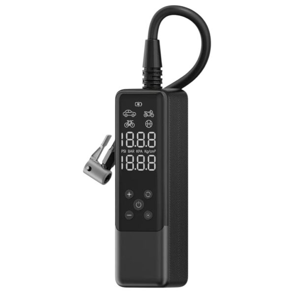 WiWU Wi-Ai001 Multi-Mode Car Inflator Pump 85W Connect the air nozzle to automatically detect the correct and error-free tire pressure, which will automatically stop when fully charged, so you don't need to keep an eye on the tire pressure gauge. Safe and visible charging, charge temperature control. Anti-leakage, not afraid of rain and dust. Material: ABS+Screen Car Charger D Port input: DC10.5V~16V-10A(MAX) Brand: WiWU Model: Wi-Ai001 Material: ABS+Screen Car Charger D Port input: DC10.5V~16V-10A(MAX) Power wire: 3M Noise: