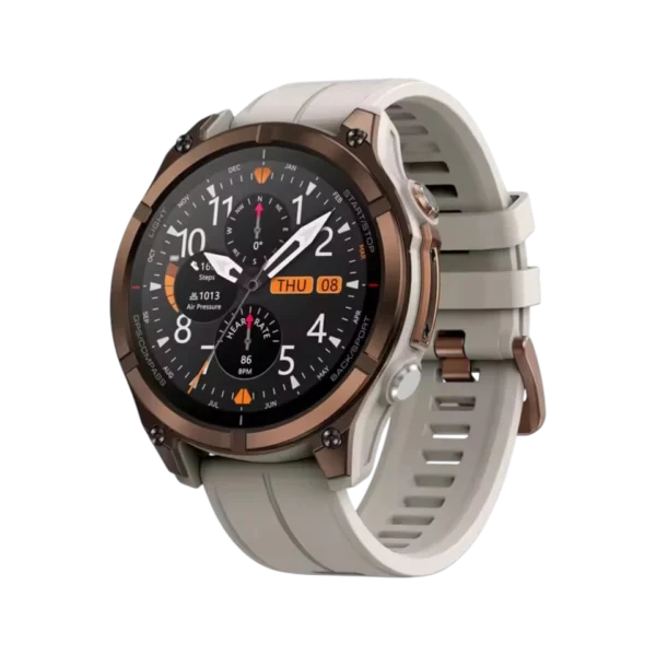 • **Zeblaze Stratos 4 Pro Rugged GPS Smartwatch** is a premium outdoor adventure smartwatch engineered for athletes, explorers, and fitness enthusiasts who demand durability, precision navigation, and advanced health monitoring. Featuring a vibrant 1.43-inch AMOLED display, dual-band GPS with downloadable maps, 170+ sports modes, built-in two-color flashlight, Bluetooth calling, and comprehensive health tracking, the Stratos 4 Pro is designed to perform reliably in extreme environments while keeping you connected and informed throughout every journey. • **1.43" AMOLED HD Display** delivers vivid colors, sharp visuals, and up to 1000 nits brightness, ensuring excellent visibility even under direct sunlight. • **Corning Gorilla Glass Protection** enhances durability by providing superior resistance against scratches, impacts, and daily wear. • **Dual-Band GPS & 6 Satellite Positioning Systems** provide highly accurate location tracking using GPS, GLONASS, GALILEO, NAVIC, QZSS, and BDS satellite networks. • **Downloadable Offline Maps & Route Planning** help users navigate confidently without relying on continuous internet connectivity. • **Built-in Compass & Barometric Altimeter** provide real-time directional guidance, elevation tracking, and outdoor navigation support. • **Two-Color LED Flashlight** offers practical illumination for camping, night runs, emergencies, and low-light environments. • **170+ Sports Modes** support a wide variety of activities, including running, cycling, hiking, swimming, strength training, and more. • **Smart Activity Recognition** automatically detects selected workouts, allowing seamless fitness tracking without manual setup. • **24/7 Health Monitoring** continuously tracks heart rate, blood oxygen (SpO₂), sleep quality, and stress levels to provide comprehensive wellness insights. • **Bluetooth Calling Support** allows users to answer and make calls directly from the watch using the built-in speaker and microphone. • **Standalone Music Storage & Playback** lets users store music on the watch and enjoy playback without needing a smartphone nearby. • **Rugged 5ATM Water Resistance** provides reliable protection against rain, splashes, swimming, and everyday water exposure. • **Premium Rugged Construction** combines a stainless steel bezel, stainless steel case back, and reinforced polymer frame for enhanced durability. • **Long-Lasting 500mAh Battery** supports extended outdoor adventures and daily usage between charging sessions. • **GloryFitPro App Integration** provides detailed fitness analysis, health reports, workout records, and device customization options. --- ## **Specifications** ### **Product Name:** Zeblaze Stratos 4 Pro Rugged GPS Smartwatch ### **Display** • 1.43-inch AMOLED Display • Resolution: 466 × 466 pixels • Pixel Density: 391 PPI • Brightness: Up to 1000 nits • Always-On Display Support • Corning Gorilla Glass Touchscreen ### **Colors** • Black • Bronze ### **Body Material** • Stainless Steel Bezel • Stainless Steel Case Back • Polymer Middle Frame ### **Buttons** • 3 Physical Buttons ### **Lighting** • Built-in Two-Color Flashlight ### **Audio** • Built-in Speaker • Built-in Microphone ### **Compatibility** • Android 5.0 and Above • iOS 11.0 and Above ### **Companion App** • GloryFitPro ### **Strap** • Durable Silicone Strap • Width: 22 mm • Wrist Size Compatibility: 130–235 mm ### **Battery** • Capacity: 500mAh (Rated Value) ### **Charging** • Magnetic Charging Cable ### **Bluetooth Connectivity** • BLE 5.3 ### **GPS & Navigation** • Dual-Band GPS • Built-in GNSS Positioning • GPS • GLONASS • GALILEO • NAVIC • QZSS • BDS • Assisted GPS • Downloadable Maps • Route Planning • Compass • Barometric Altimeter ### **Sensors** **Motion Sensors** • Accelerometer • Gyroscope • Geomagnetic Sensor • Compass • Barometric Altimeter **Health Sensors** • Wrist Heart Rate Monitor • Pulse Oximeter (SpO₂ Blood Oxygen Monitor) ### **Water Resistance** • 5ATM Water Resistant ### **Sports Features** • 170+ Workout Modes • Smart Workout Recognition • Running Courses • Advanced Swimming Algorithms ### **Health Monitoring** • 24/7 Heart Rate Monitoring • Blood Oxygen Monitoring • Sleep Tracking • Stress Monitoring ### **Smart Features** • Bluetooth Calling • Offline Maps • Route Navigation • Music Storage • Music Playback • Flashlight Function • Notifications • Health Insights • Fitness Tracking ### **Supported Languages** • English • Portuguese • Russian • Polish • Spanish • French • Italian • German • Dutch • Turkish • Bengali • Indonesian • Thai • Czech • Hebrew • Hungarian • Romanian • Vietnamese • Finnish • Norwegian • Swedish • Danish • Greek • Arabic • Ukrainian • Korean • Japanese • Simplified Chinese • Traditional Chinese --- ## **Q&A** **Q1: Does the Zeblaze Stratos 4 Pro have built-in GPS?** Yes, it features dual-band GPS with support for six major global satellite positioning systems for highly accurate tracking. **Q2: Can I use maps without my phone?** Yes, the watch supports downloadable offline maps and route planning for standalone navigation. **Q3: Is the watch suitable for swimming?** Yes, it has a 5ATM water-resistance rating and includes dedicated swimming algorithms. **Q4: Can I make phone calls directly from the watch?** Yes, Bluetooth calling is supported through the built-in microphone and speaker. **Q5: Does it support music playback without a smartphone?** Yes, it offers onboard music storage and standalone music playback. **Q6: What health metrics can it monitor?** It tracks heart rate, blood oxygen (SpO₂), sleep quality, and stress levels throughout the day. **Q7: Does the watch have a flashlight?** Yes, it features a built-in two-color flashlight designed for outdoor activities and emergencies. **Q8: How many sports modes are available?** The watch supports more than 170 workout modes, covering a wide range of sports and fitness activities. **Q9: Is the display visible outdoors?** Yes, the AMOLED display reaches up to 1000 nits brightness, making it easy to view in bright sunlight. **Q10: Which phones are compatible with the Stratos 4 Pro?** It is compatible with Android 5.0+ and iOS 11.0+ devices through the GloryFitPro app.