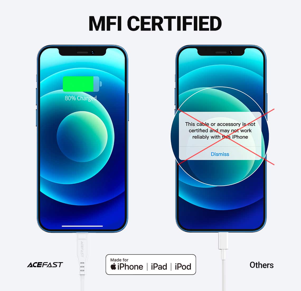acefast c3 01 usbc to lightning charging data cable mfi certified