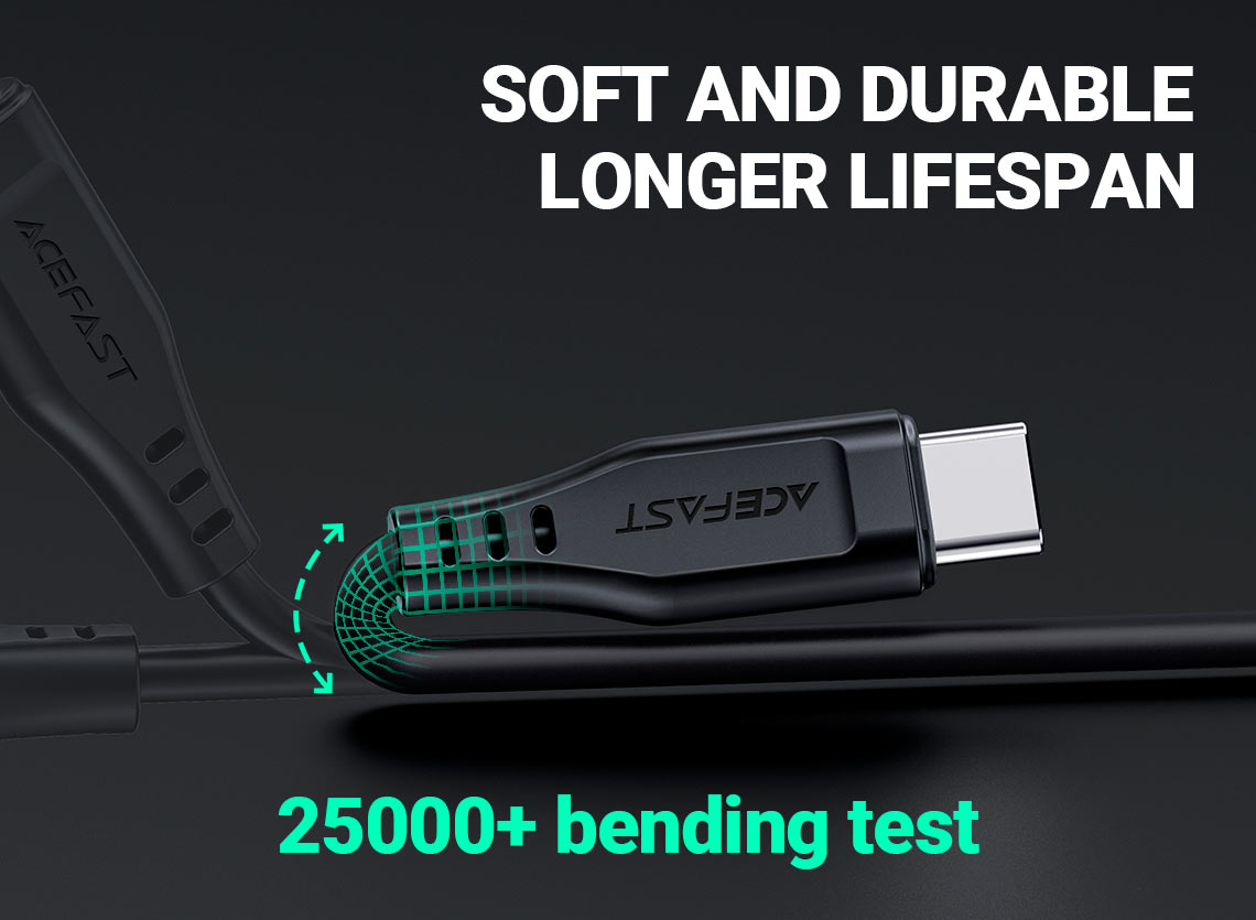 acefast c3 01 usbc to lightning charging data cable soft durable