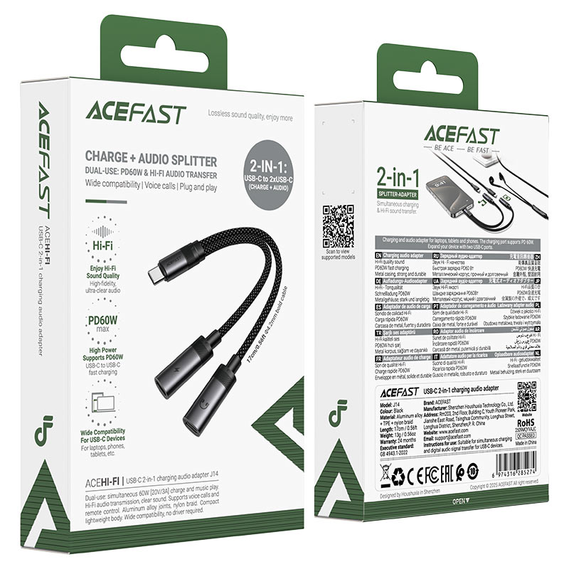 ACEFAST J14 USB C 2 in 1 Charging Audio Adapter 1