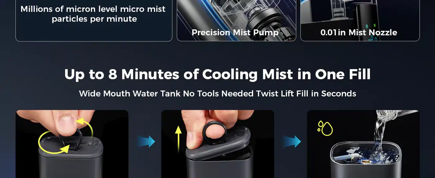 Aecooly PM01S Cold Air Ultra Portable Misting Fan 3