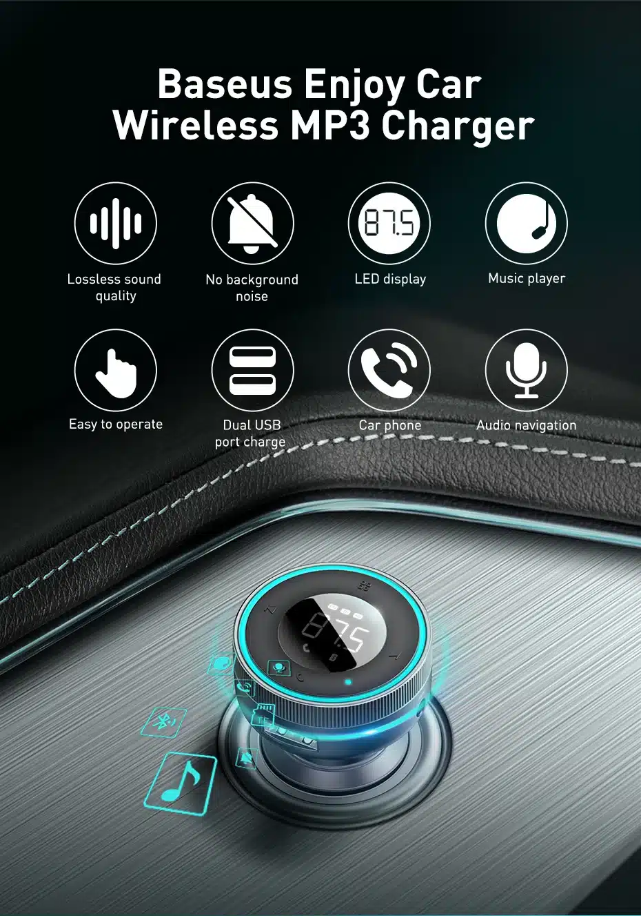 Baseus CCLH 01 Enjoy Car Wireless MP3 Charger 4