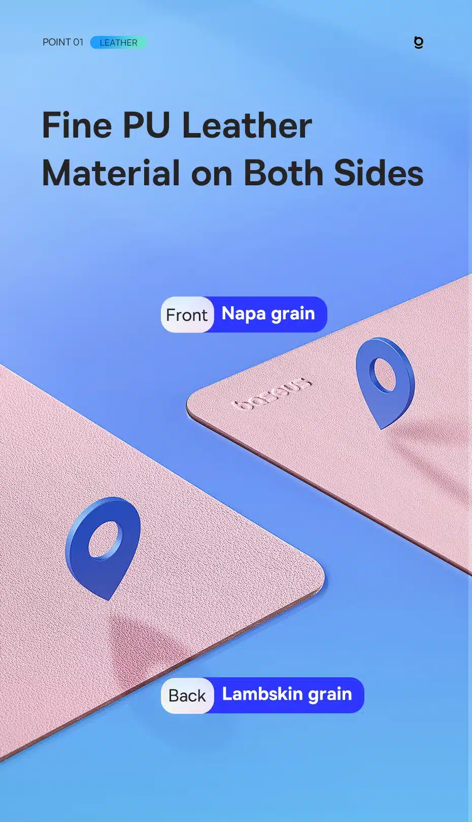 Baseus Mouse Pad Double Sided PU Leather 3