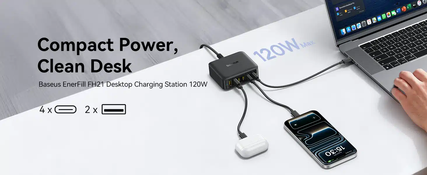 Baseus EnerFill FH21 Desktop Charging Station 4C 2U 120W A 1