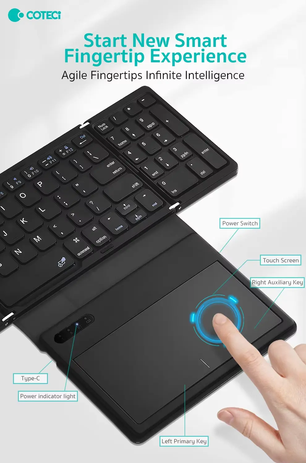 COTECi 81 Key Folding Keybaord with Touchpad OF 032 3