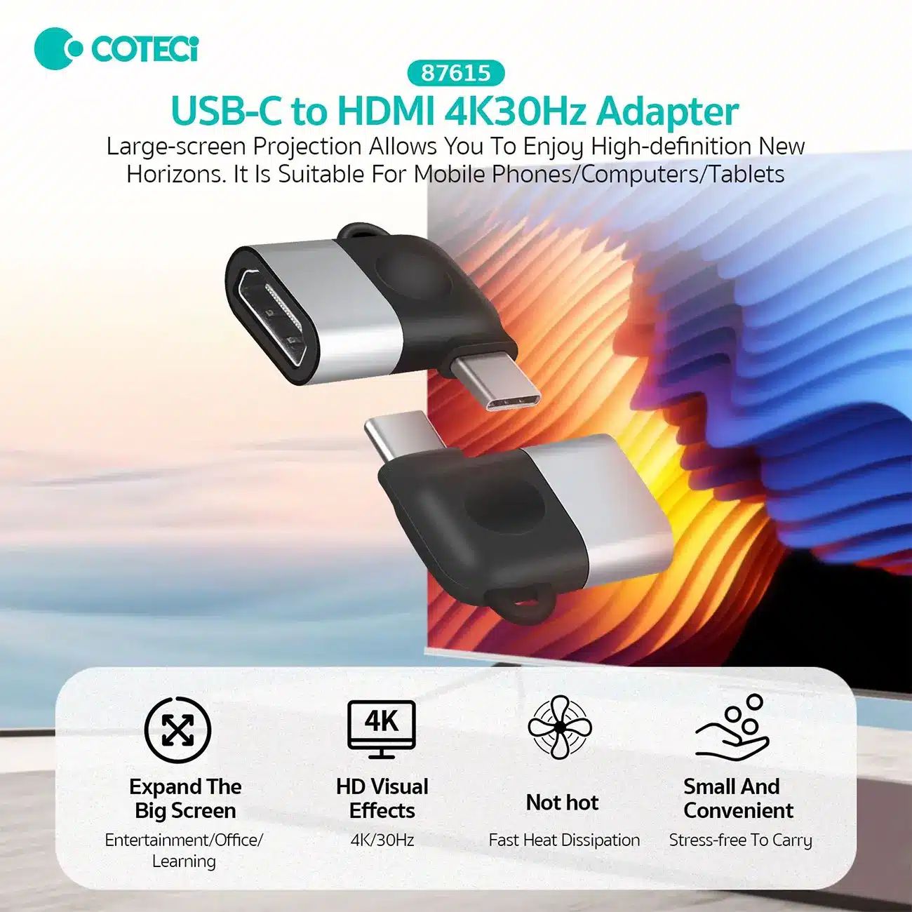 COTECi 87615 USB C to HDMI 4K30Hz Adapter 5