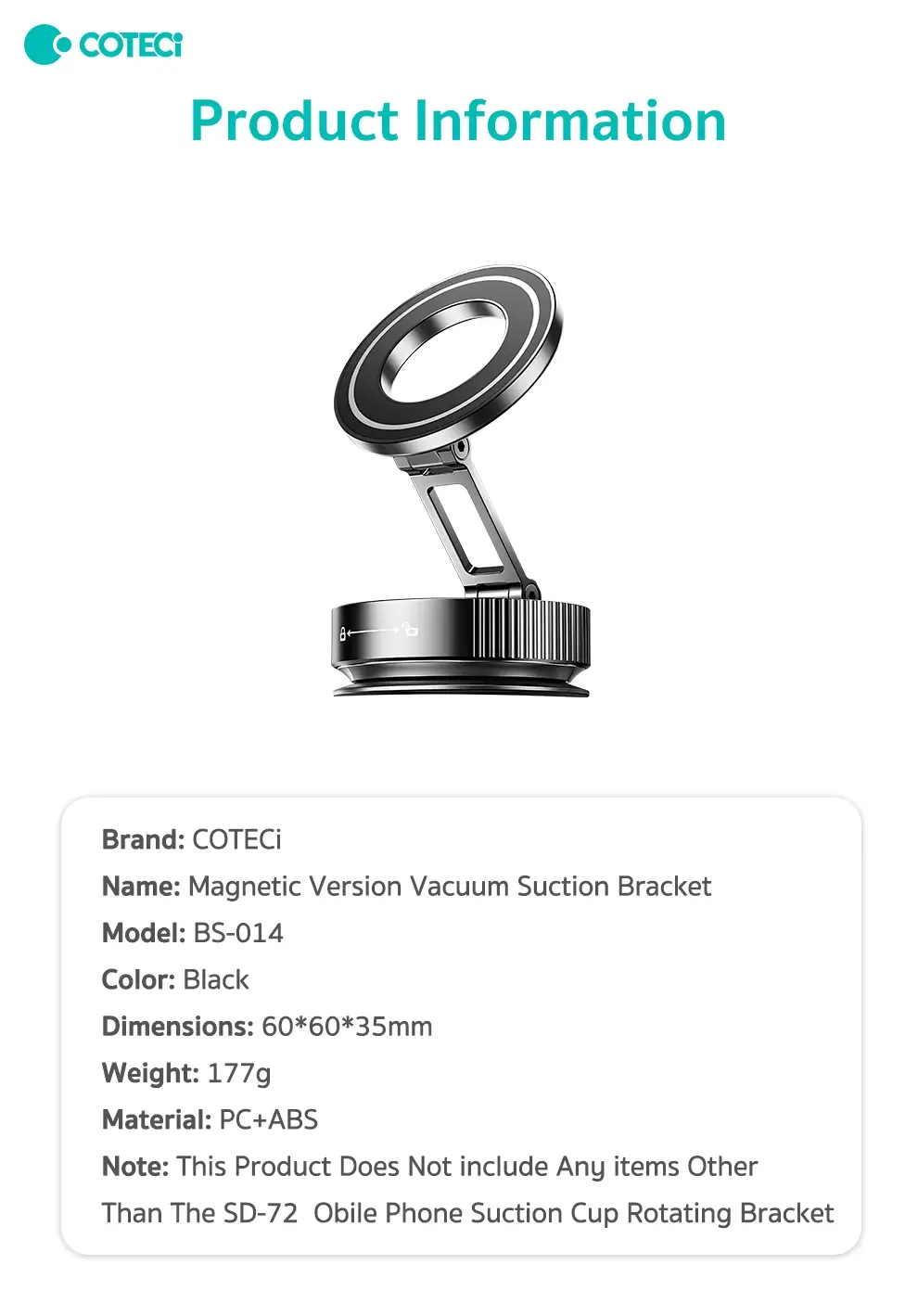 COTECi BS 014 Magnetic Vacuum Suction Bracket 4
