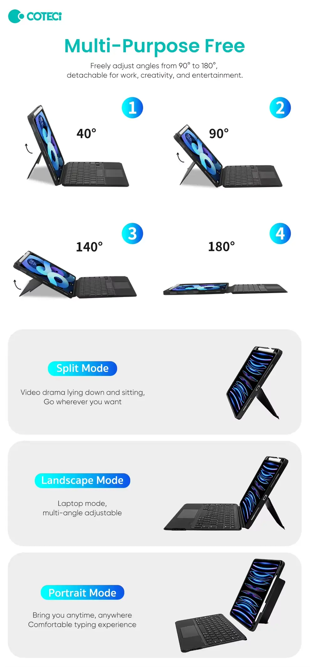 COTECi Magnetic Detachable Keyboard 3
