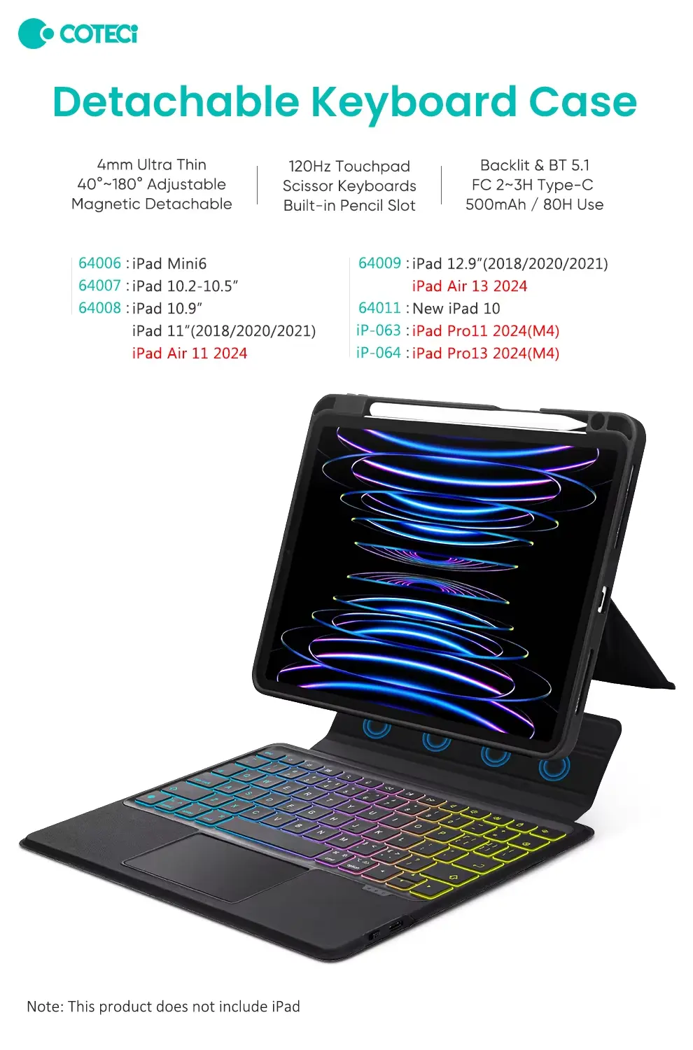 COTECi Magnetic Detachable Keyboard 5
