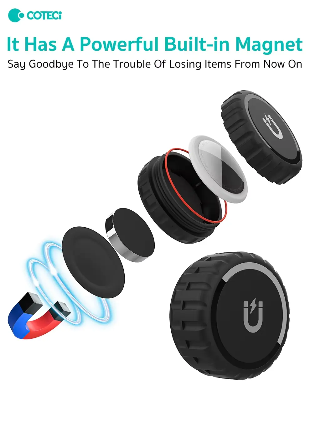 COTECi OT 065 Tire Model Set Rugged GPS Tracker Protective Cover Case for Airtag 4