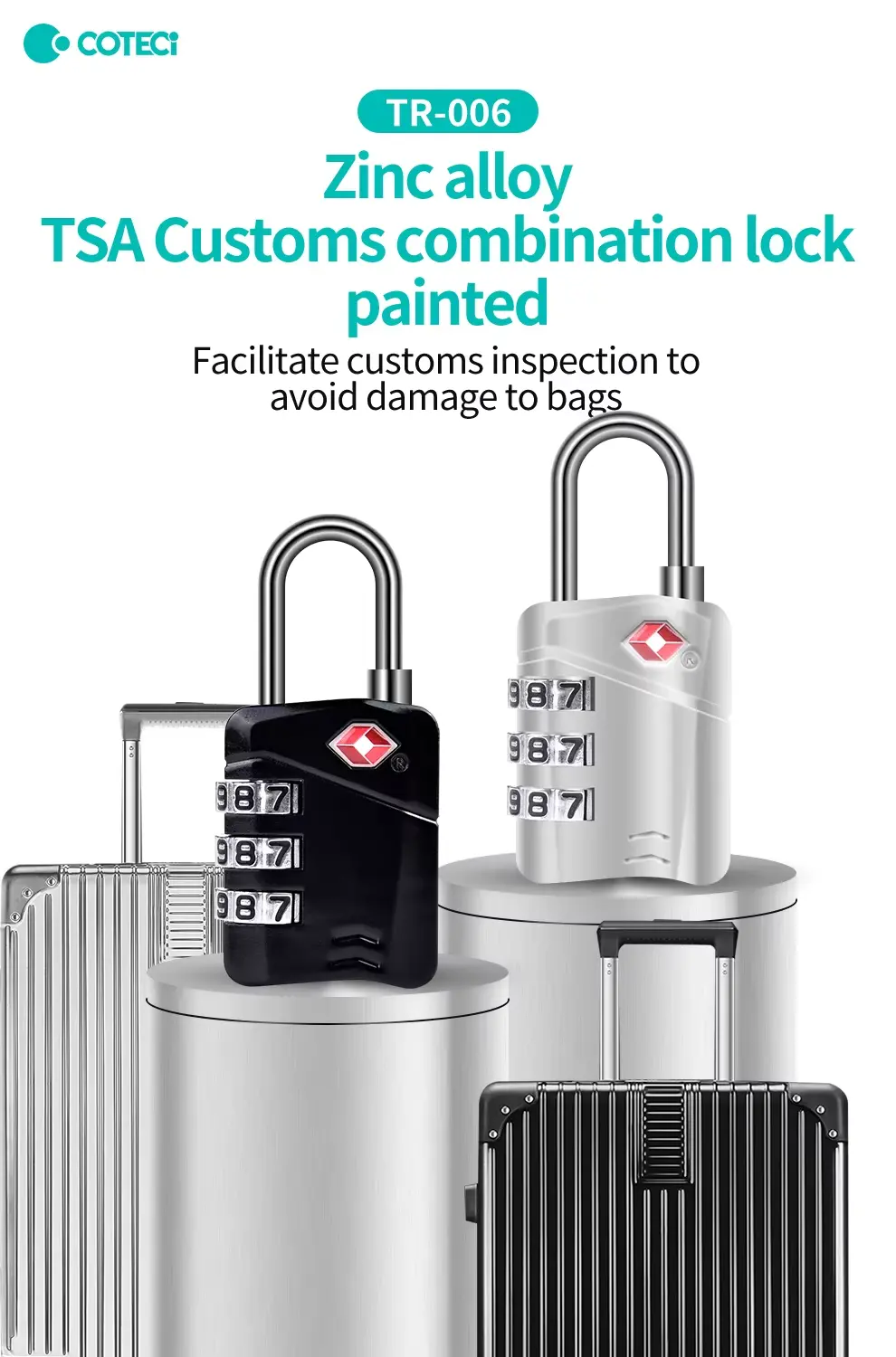COTECi TR 006 Zinc Alloy TSA Customs Combination Lock 2