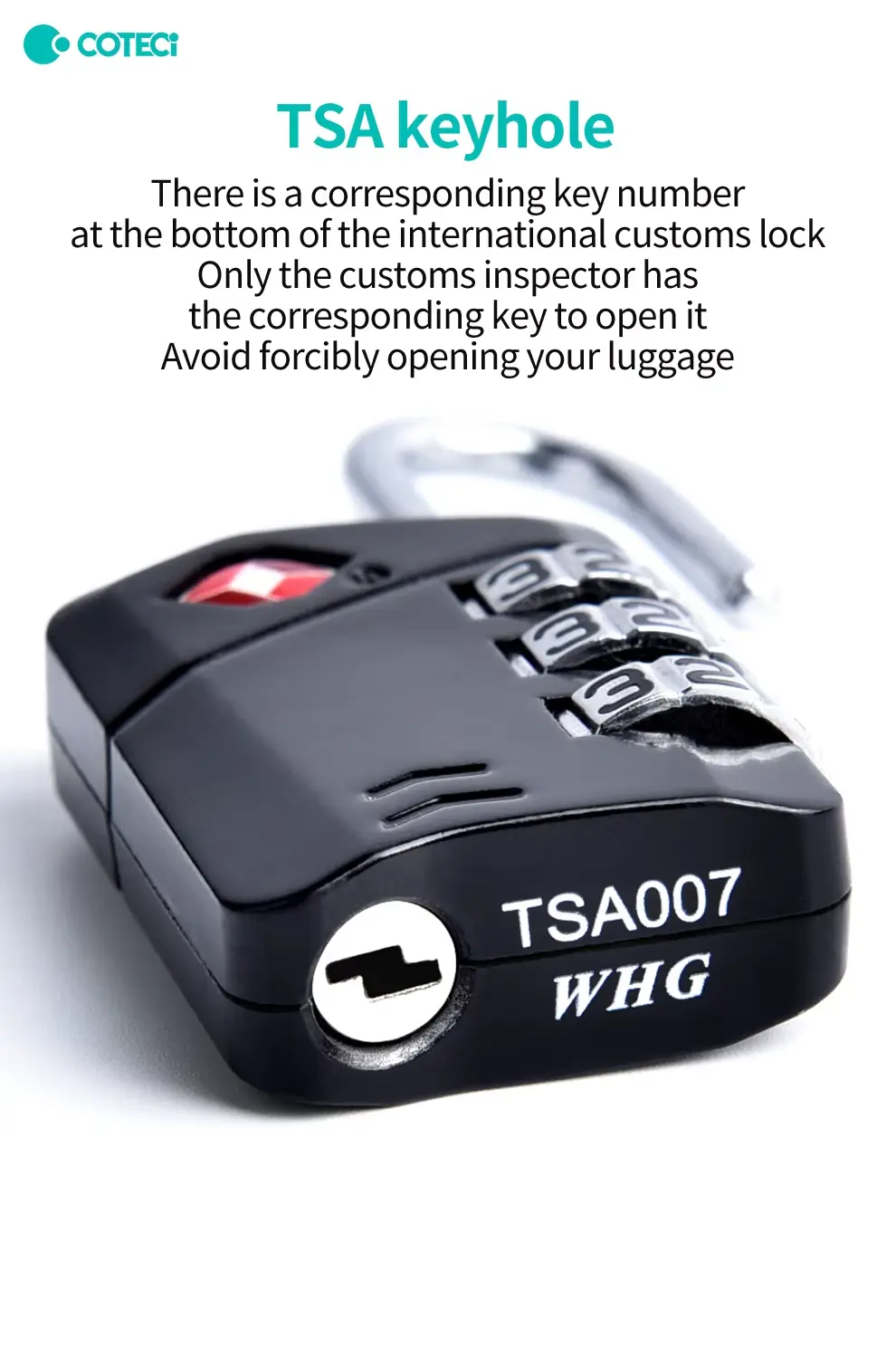 COTECi TR 006 Zinc Alloy TSA Customs Combination Lock 3