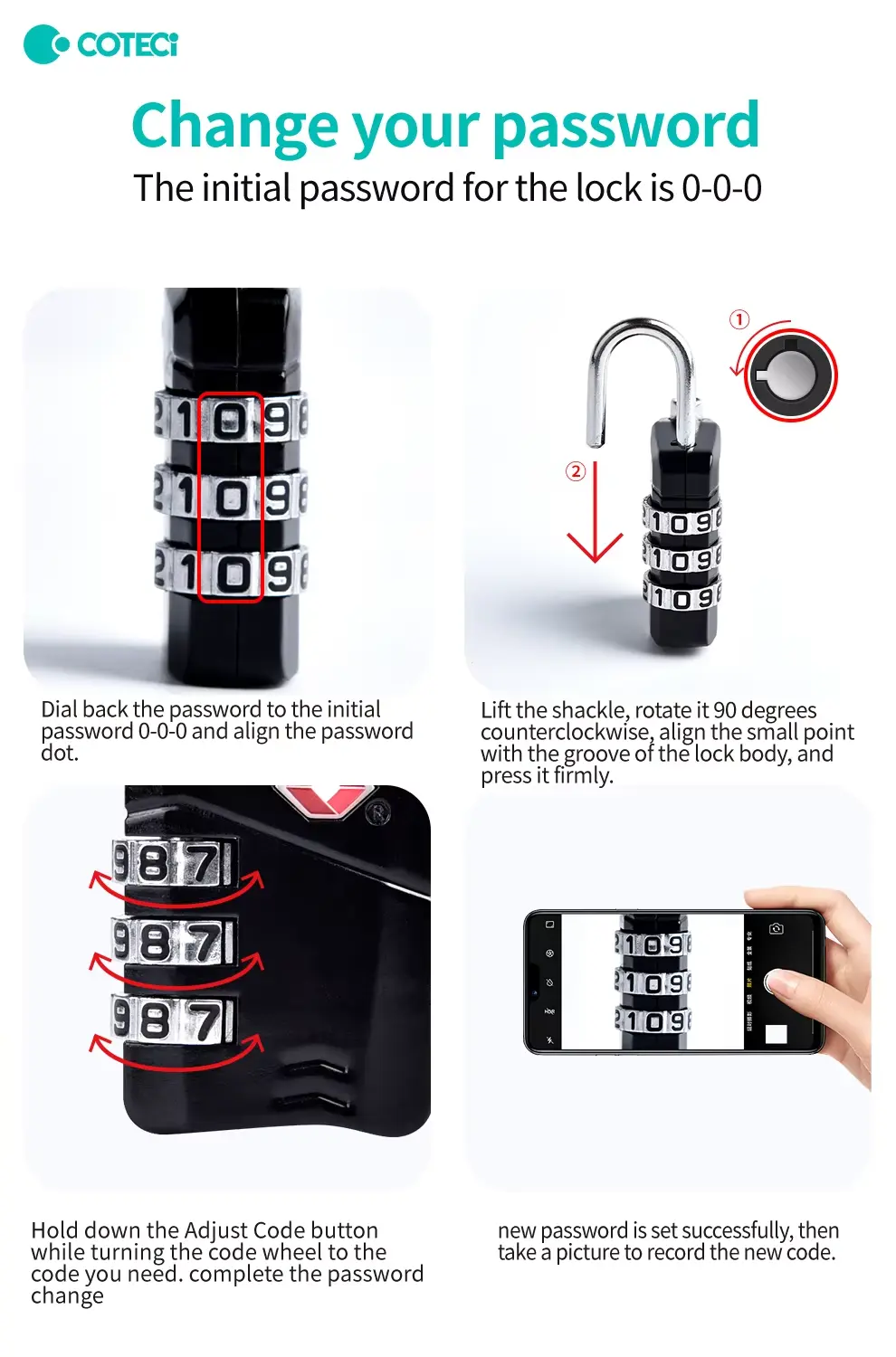 COTECi TR 006 Zinc Alloy TSA Customs Combination Lock 5
