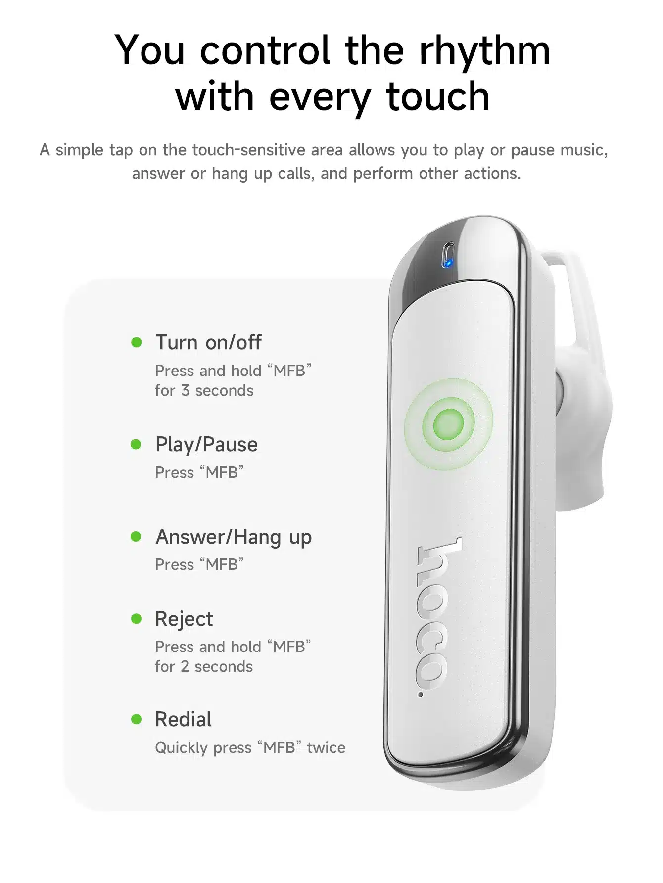 Hoco E201 ENC Single Ear Business Headset 1