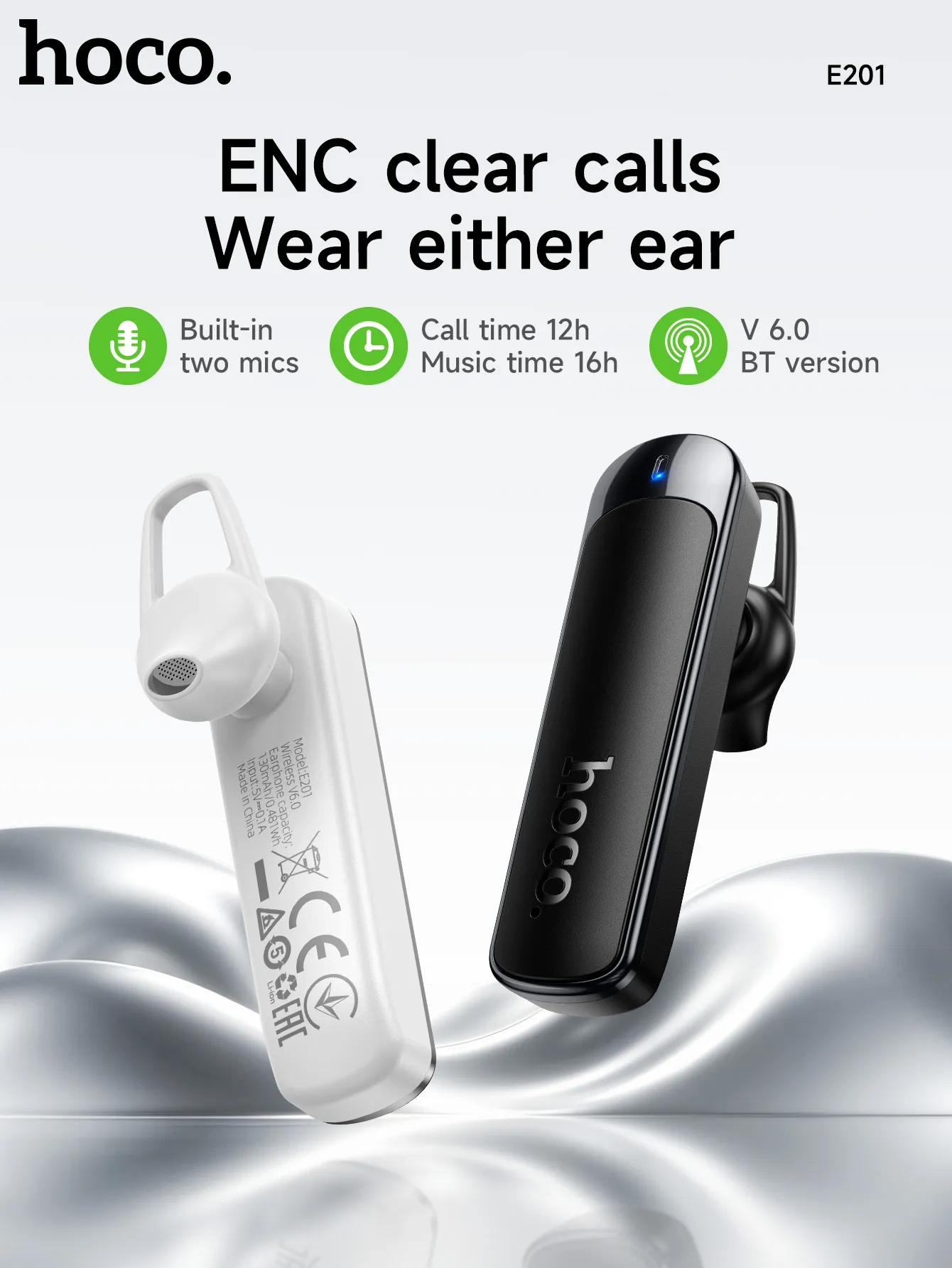 Hoco E201 ENC Single Ear Business Headset 5