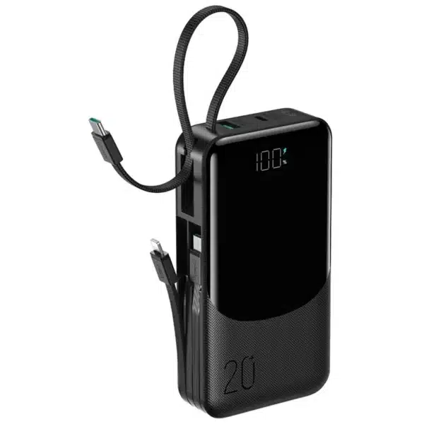 JOYROOM JR-PC2 22.5W Power Bank with Built-in Three Cables, 20,000mAh, Black (3C Certified)