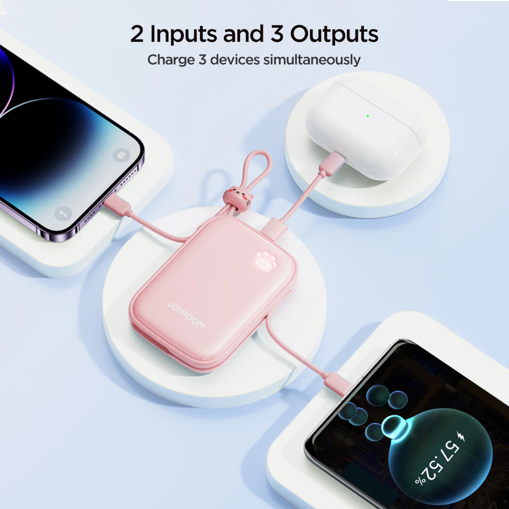Joyroom JR L008 Plus Cutie Series 22.5W 20000mAh Power Bank Kickstand 2 Built in cable 3