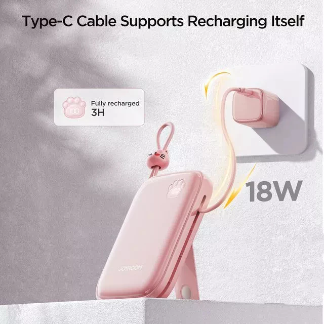 Joyroom JR L008 Plus Cutie Series 22.5W 20000mAh Power Bank Kickstand 2 Built in cable 4