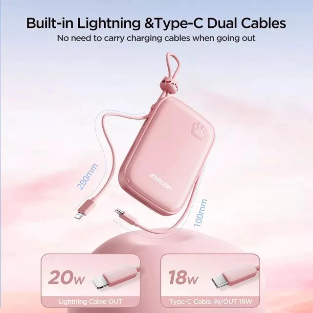 Joyroom JR L008 Plus Cutie Series 22.5W 20000mAh Power Bank Kickstand 2 Built in cable 5