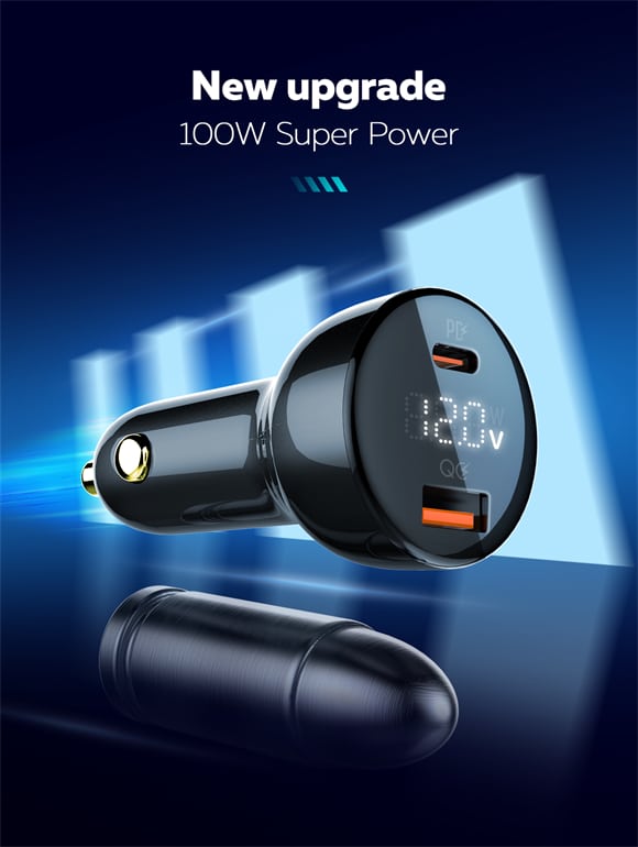 LDNIO C101 100W Dual USB Super Fast Car Charger 4