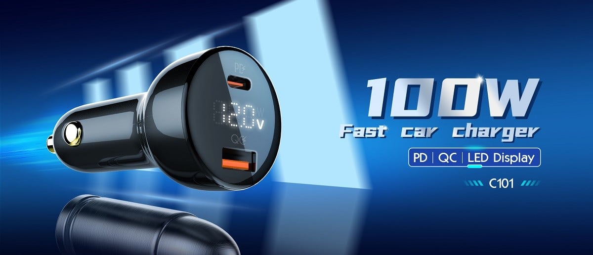 LDNIO C101 100W Dual USB Super Fast Car Charger 5