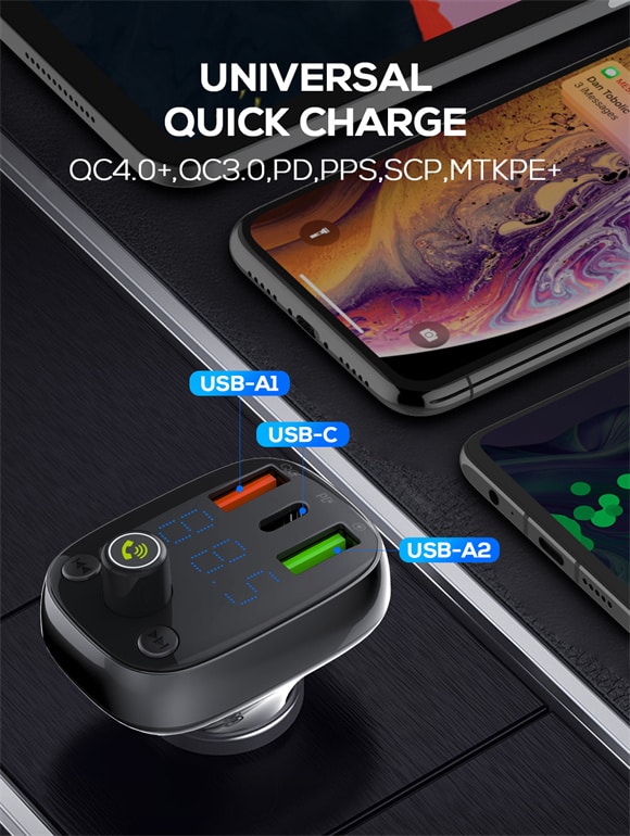 LDNIO C704Q FM Transmitter Car Charger 2