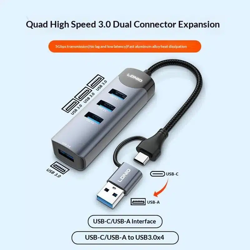 LDNIO DS 134UC 4 in 1 USB Hub Adapter 4