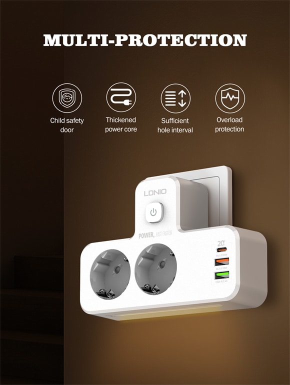 LDNIO SE2337 LED Night Lamp With Power Socket 1